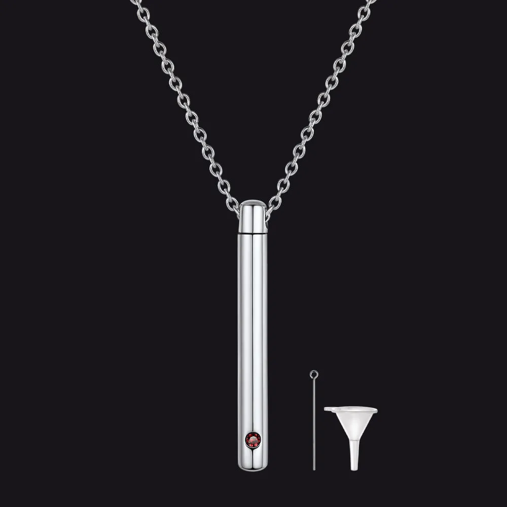 Personalized Bar Urn Necklace for Ashes with Birthstone Keepsake Memorial Jewelry sold by FaithHeart