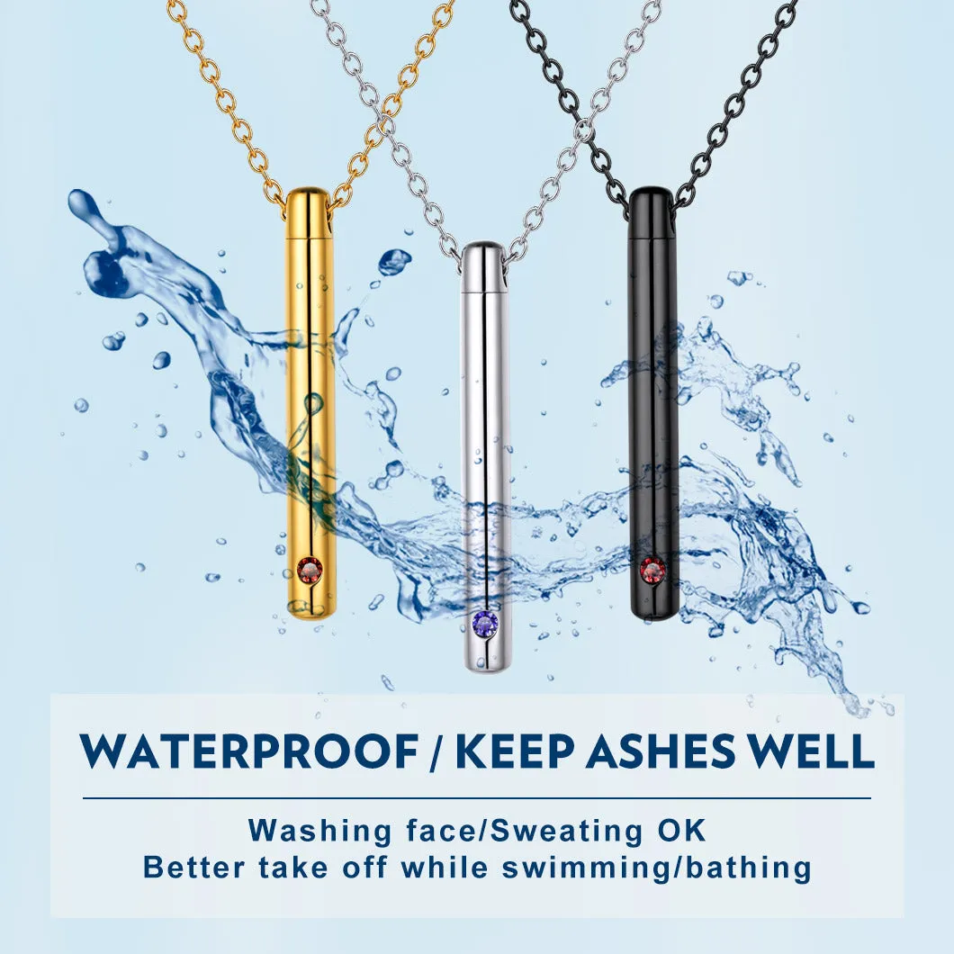 Personalized Bar Urn Necklace for Ashes with Birthstone Keepsake Memorial Jewelry sold by FaithHeart product image thumbnail 3