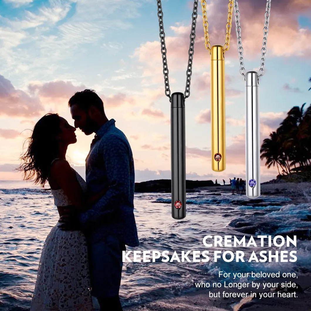 Personalized Bar Urn Necklace for Ashes with Birthstone Keepsake Memorial Jewelry sold by FaithHeart product image thumbnail 2