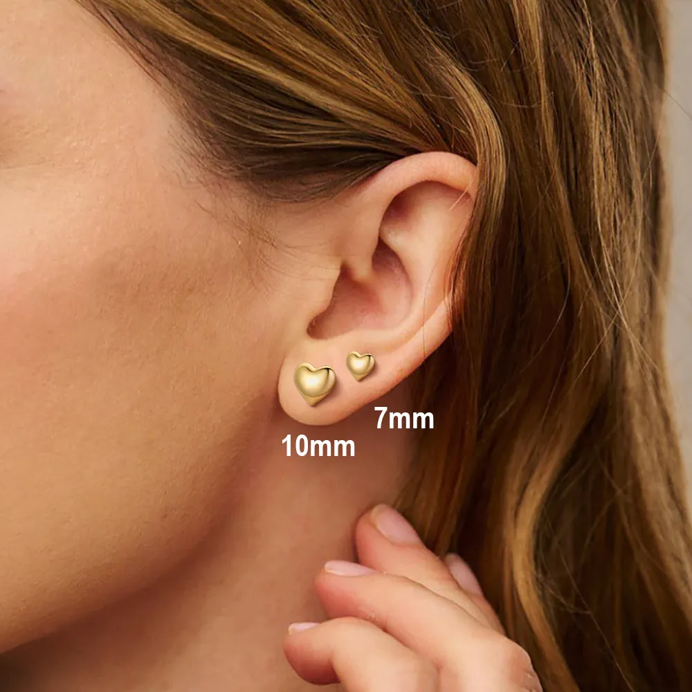 Sterling Silver Chunky Heart Stud Earrings for Women sold by FaithHeart product image thumbnail 4