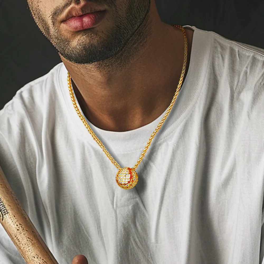 3D Zircon Baseball Necklace Sports Pendant for Fan sold by FaithHeart product image thumbnail 3