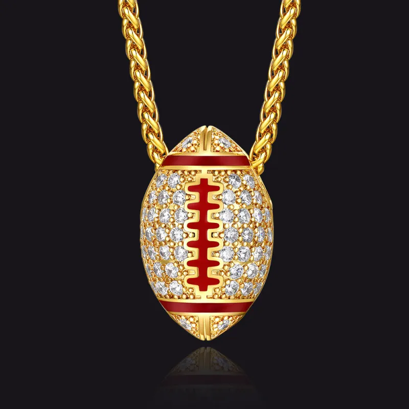 3D Zirconia American Football Pendant for Sports Fan sold by FaithHeart