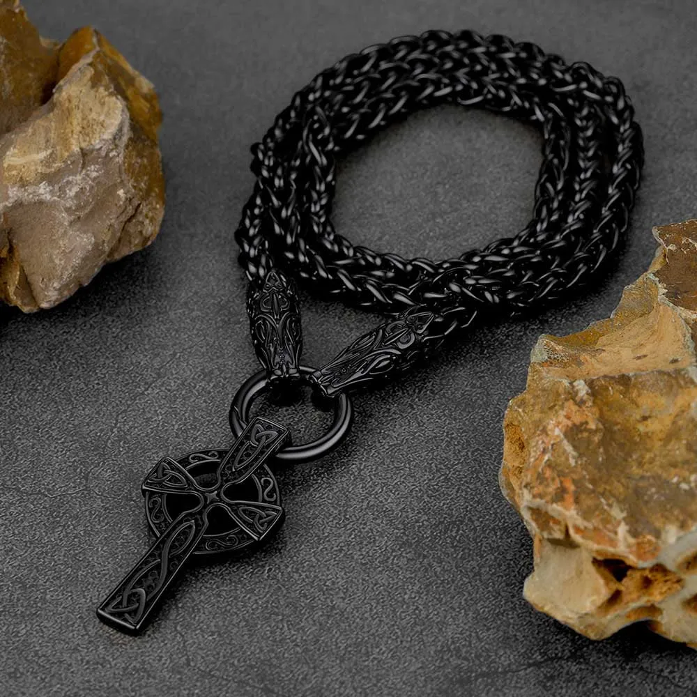 Miami Cuban Chain & Celtic Knot Cross Necklace Set for Men sold by FaithHeart product image thumbnail 4