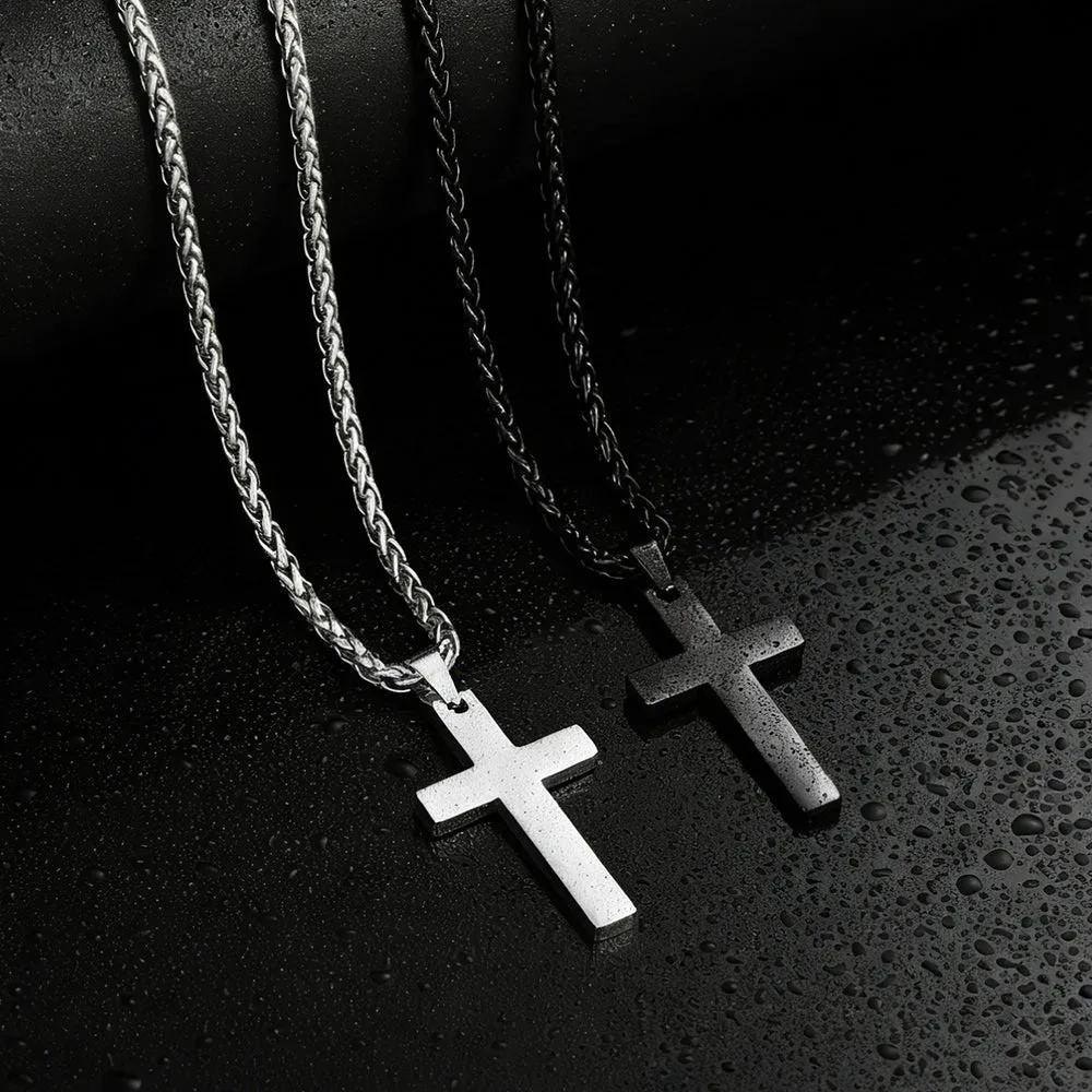 Miami Cuban Chain & Cross Layered Necklaces Set for Men sold by FaithHeart product image thumbnail 3