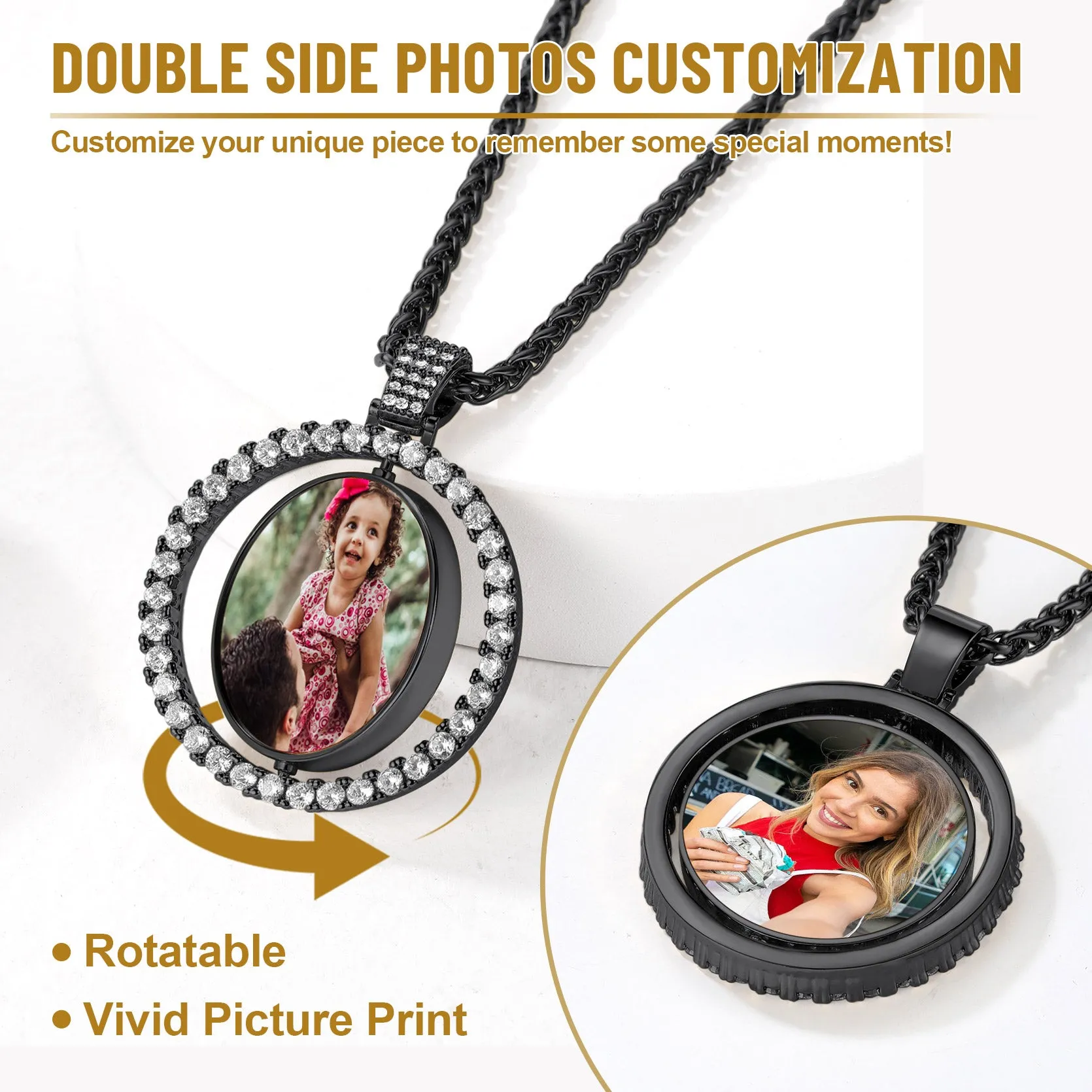 Cuban Chain & CZ Custom Picture Necklace Set for Men sold by FaithHeart product image thumbnail 5