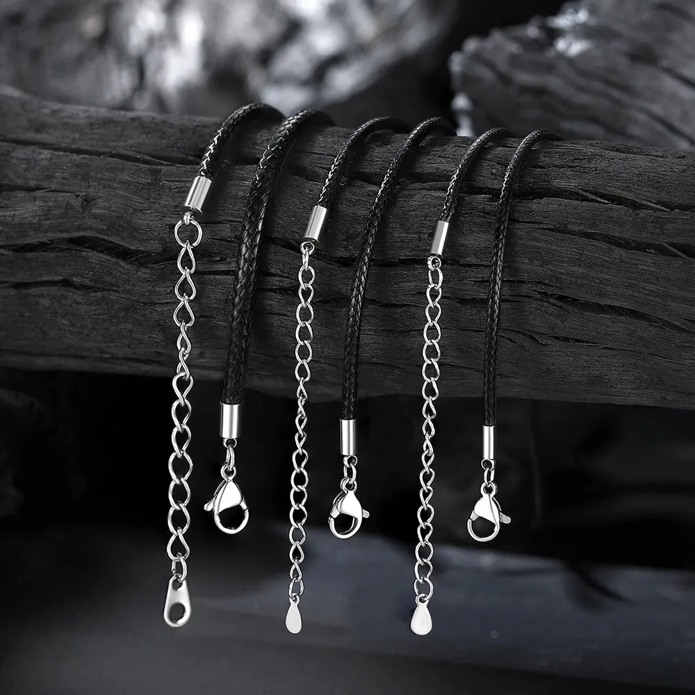 1.5/2/3mm Wide Wax Rope Braided Leather Necklaces sold by FaithHeart product image thumbnail 3