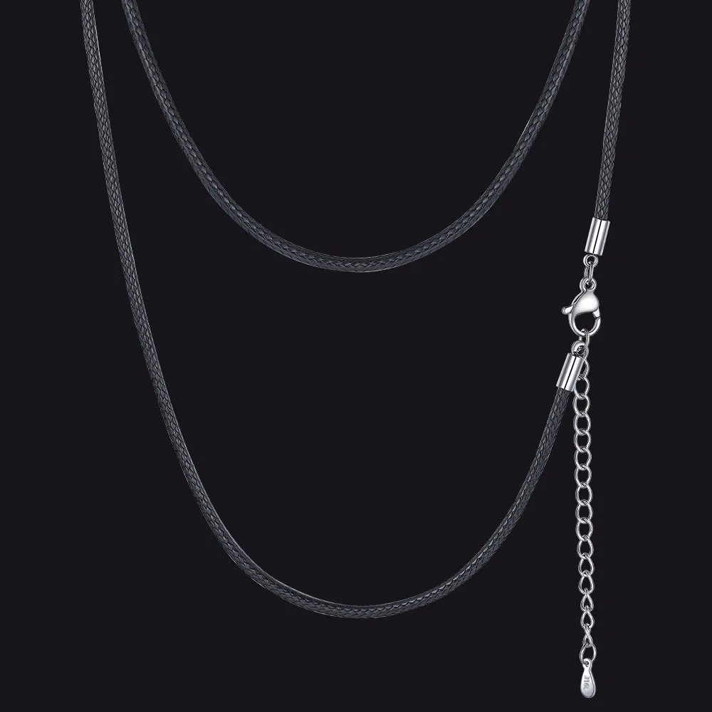 1.5/2/3mm Wide Wax Rope Braided Leather Necklaces sold by FaithHeart product image thumbnail 4