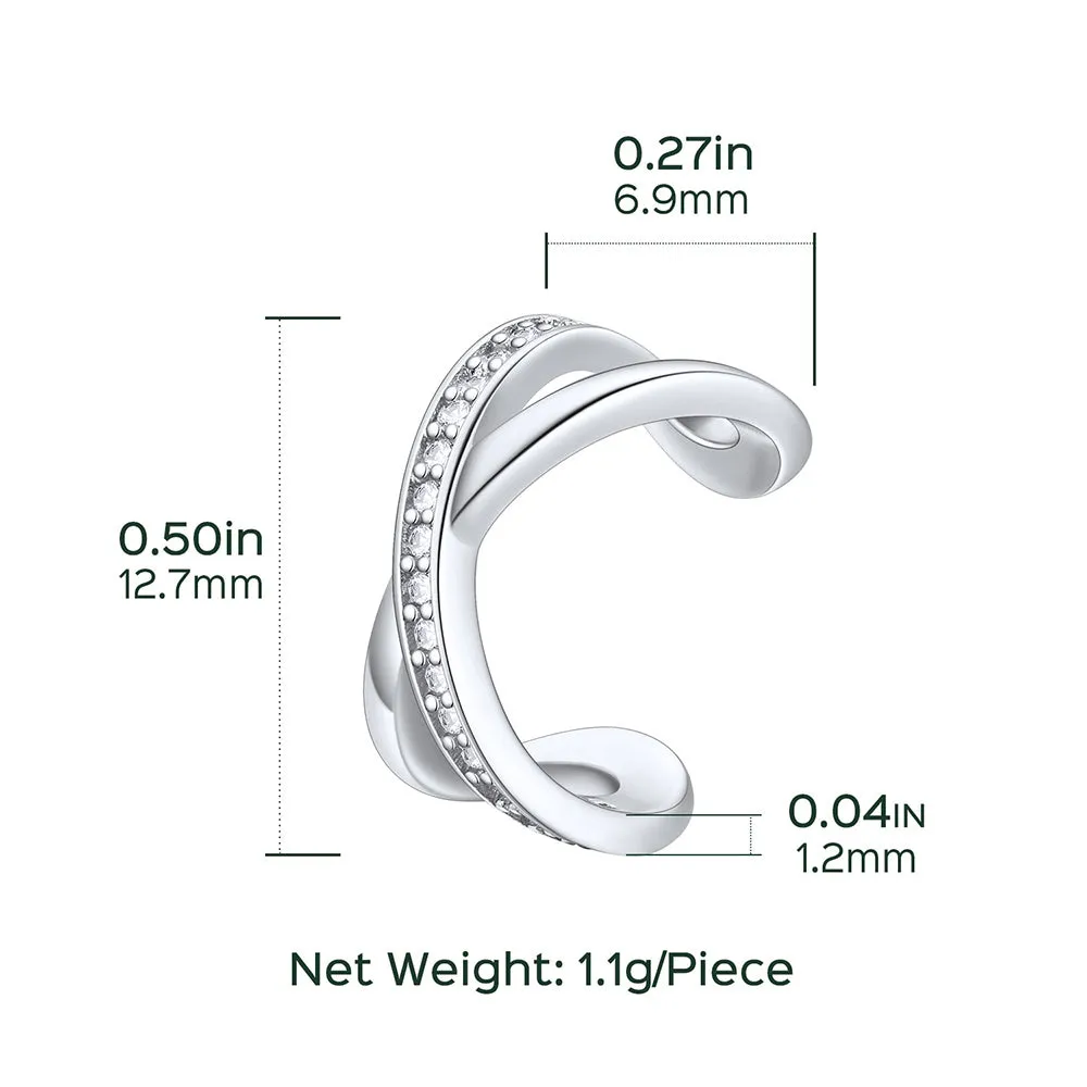 925 Sterling Silver Diamond Ear Cuff Earrings for Women sold by FaithHeart product image thumbnail 4