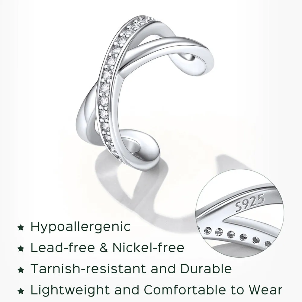 925 Sterling Silver Diamond Ear Cuff Earrings for Women sold by FaithHeart product image thumbnail 3