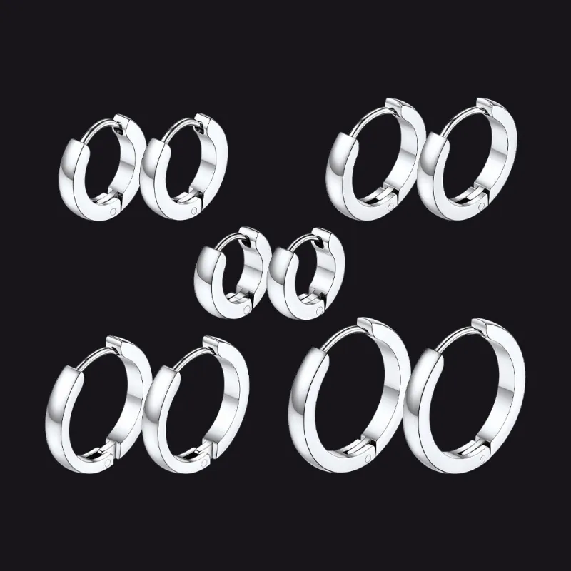 5 Pairs Minimalist Hoop Earrings Set for Men sold by FaithHeart