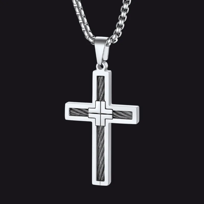 Christian Cross Necklace Pendant for Men sold by FaithHeart