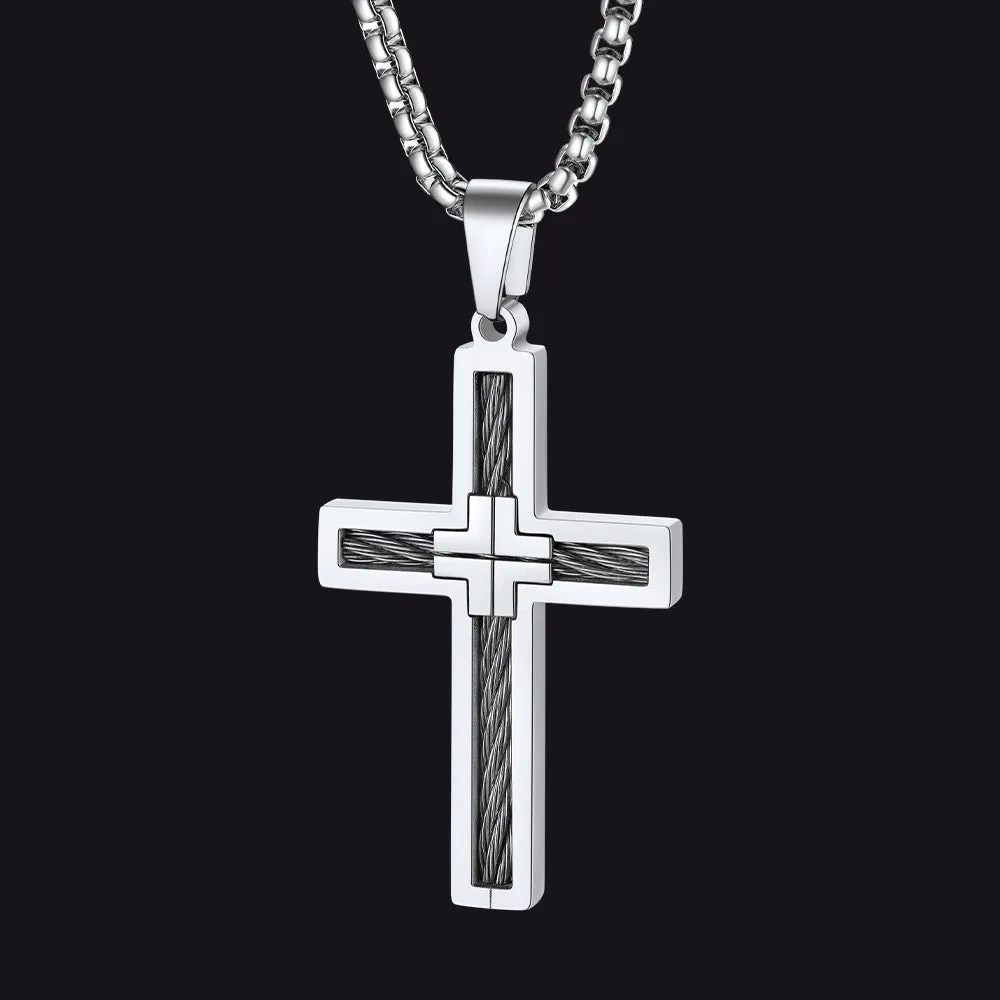 Christian Cross Necklace Pendant for Men sold by FaithHeart