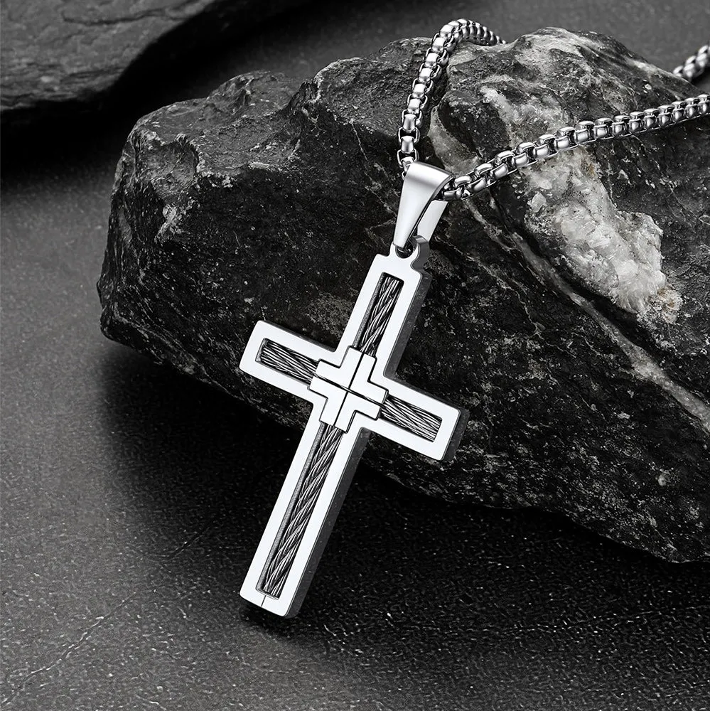 Christian Cross Necklace Pendant for Men sold by FaithHeart product image thumbnail 4