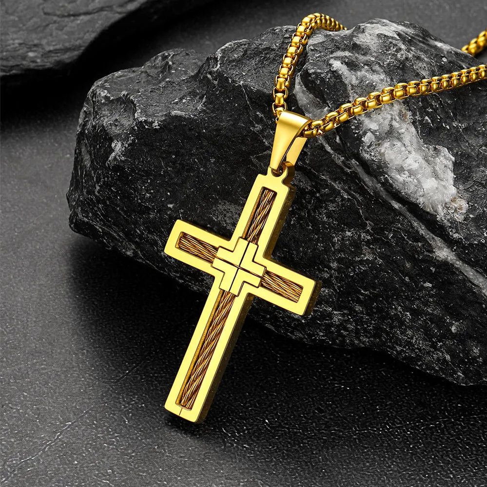 Christian Cross Necklace Pendant for Men sold by FaithHeart product image thumbnail 5