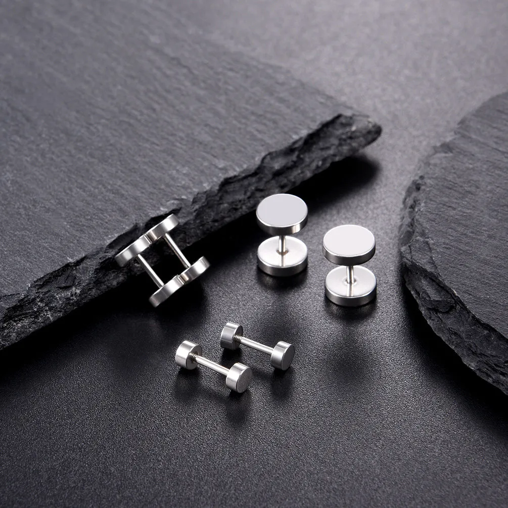 3 Pairs Simple Round Stud Earrings Set for Men 4/6/8MM Width sold by FaithHeart product image thumbnail 3