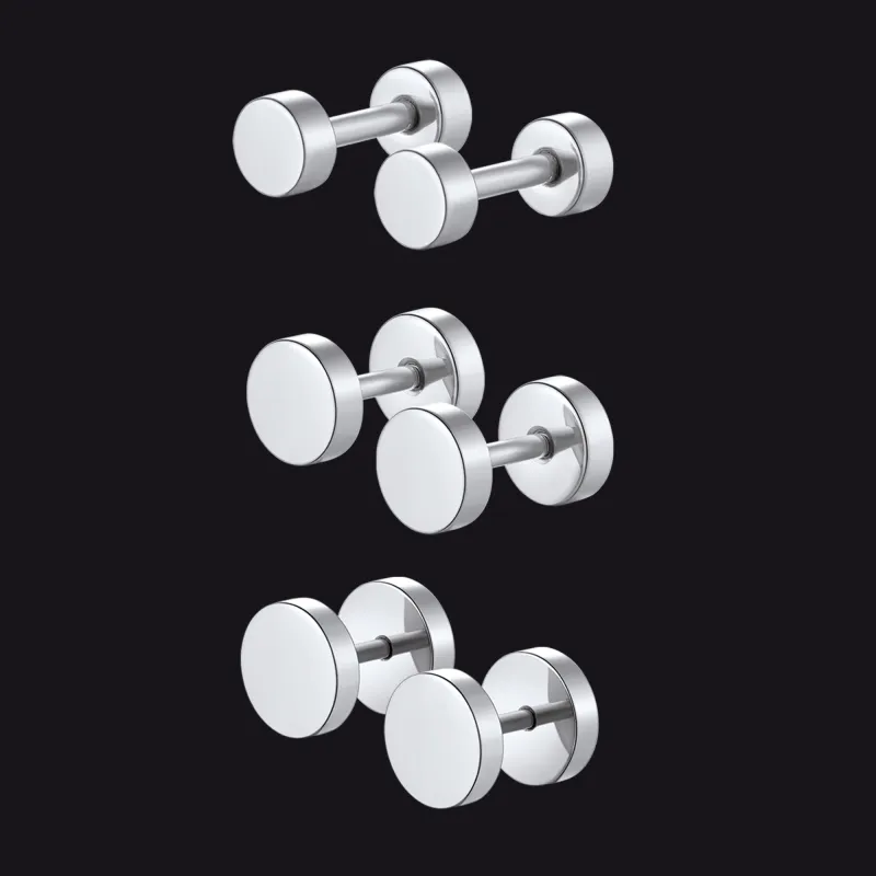 3 Pairs Simple Round Stud Earrings Set for Men 4/6/8MM Width sold by FaithHeart