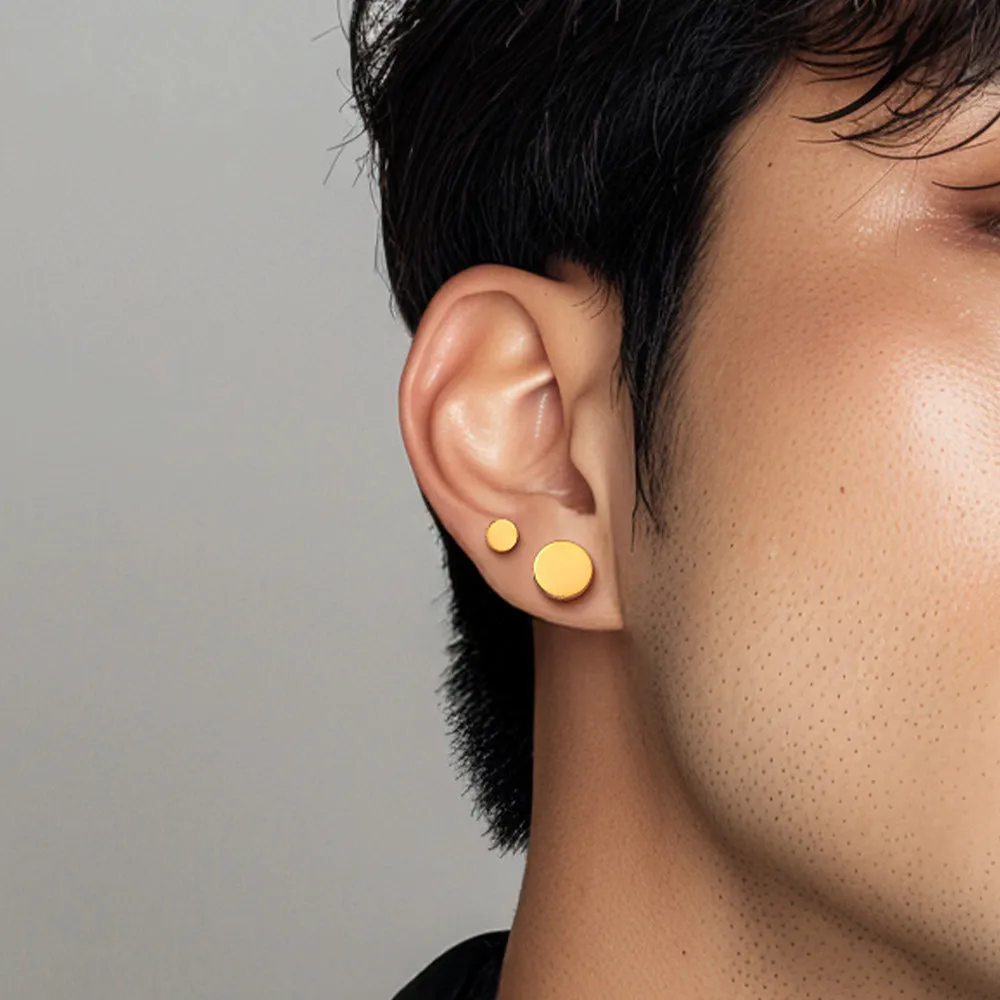 3 Pairs Simple Round Stud Earrings Set for Men 4/6/8MM Width sold by FaithHeart product image thumbnail 2