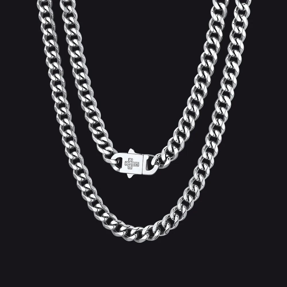 Miami Cuban Link Chain Necklace with Cross for Men sold by FaithHeart product image thumbnail 4