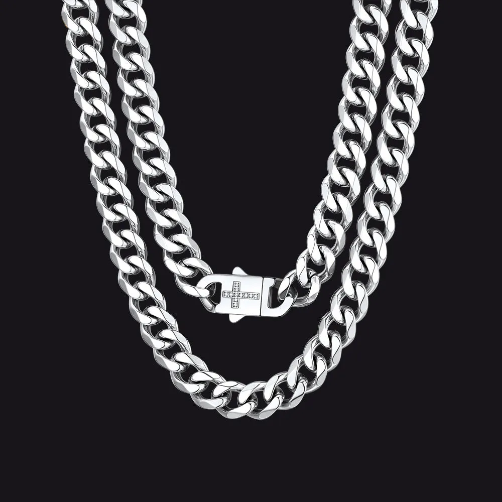 Miami Cuban Link Chain Necklace with Cross for Men sold by FaithHeart
