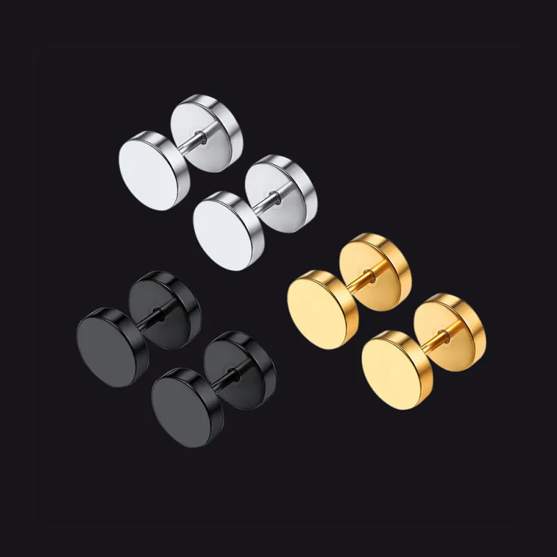 6MM Round Plug Stud Earrings Set for Men 3 Pairs sold by FaithHeart