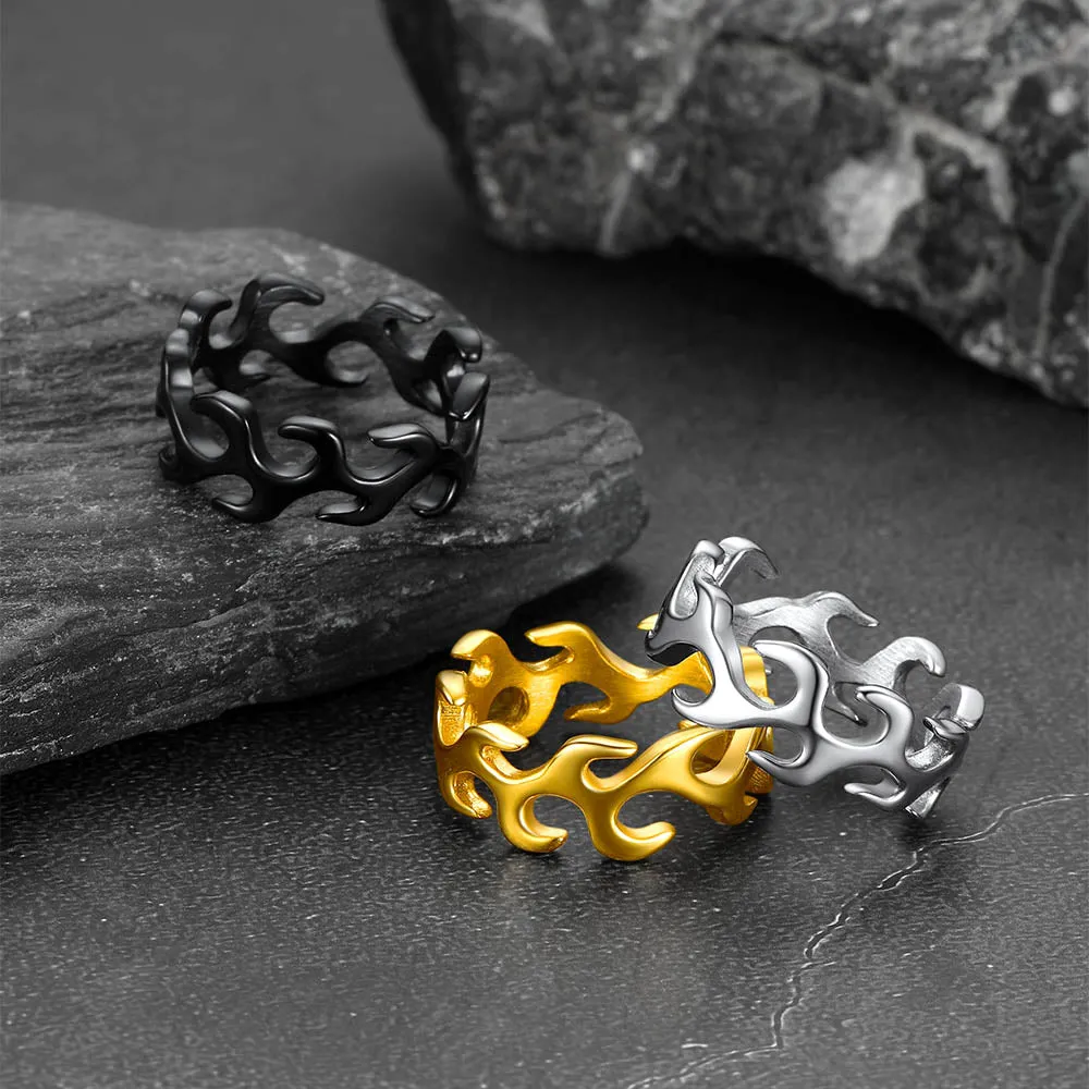Stainless Steel Punk Flame Ring for Men sold by FaithHeart product image thumbnail 4