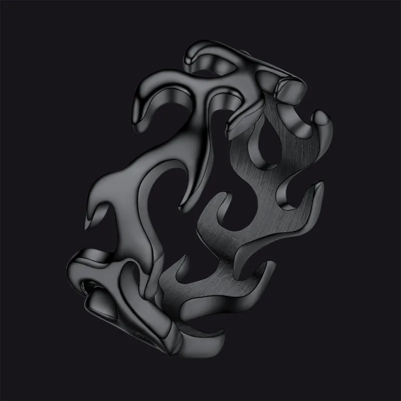 Stainless Steel Punk Flame Ring for Men sold by FaithHeart