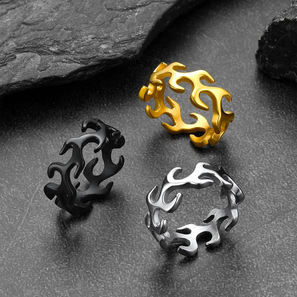 Stainless Steel Punk Flame Ring for Men sold by FaithHeart product image thumbnail 3