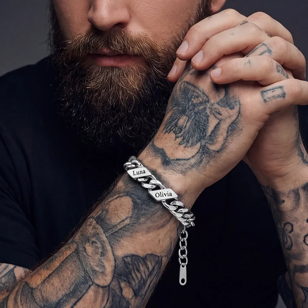 Custom Engraved Name Cuban Link Chain Bracelet for Women sold by FaithHeart product image thumbnail 2