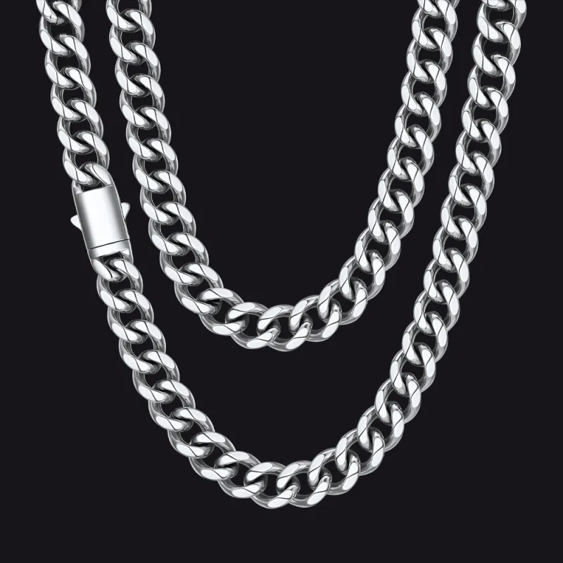 Engraved Cuban Link Chain Necklace for Men 6/9/12mm Width made by FaithHeart