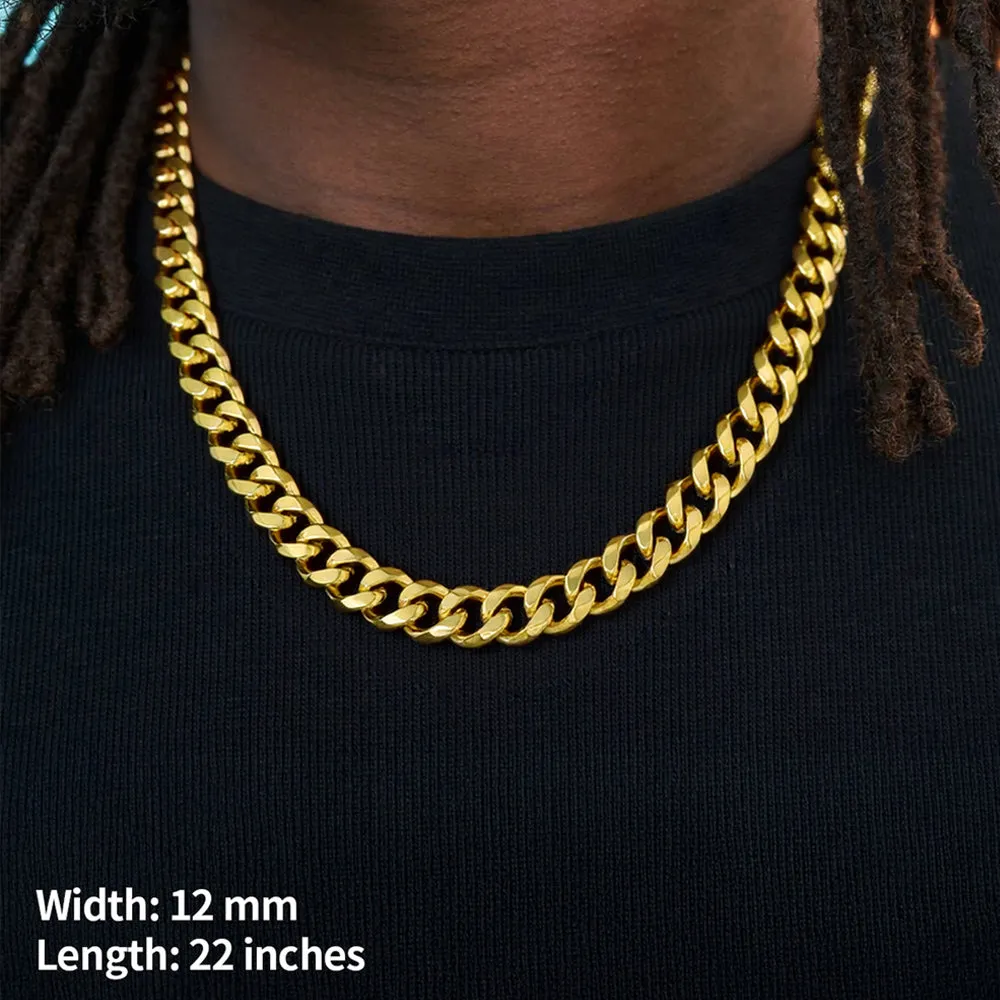 Engraved Cuban Link Chain Necklace for Men 6/9/12mm Width sold by FaithHeart product image thumbnail 3