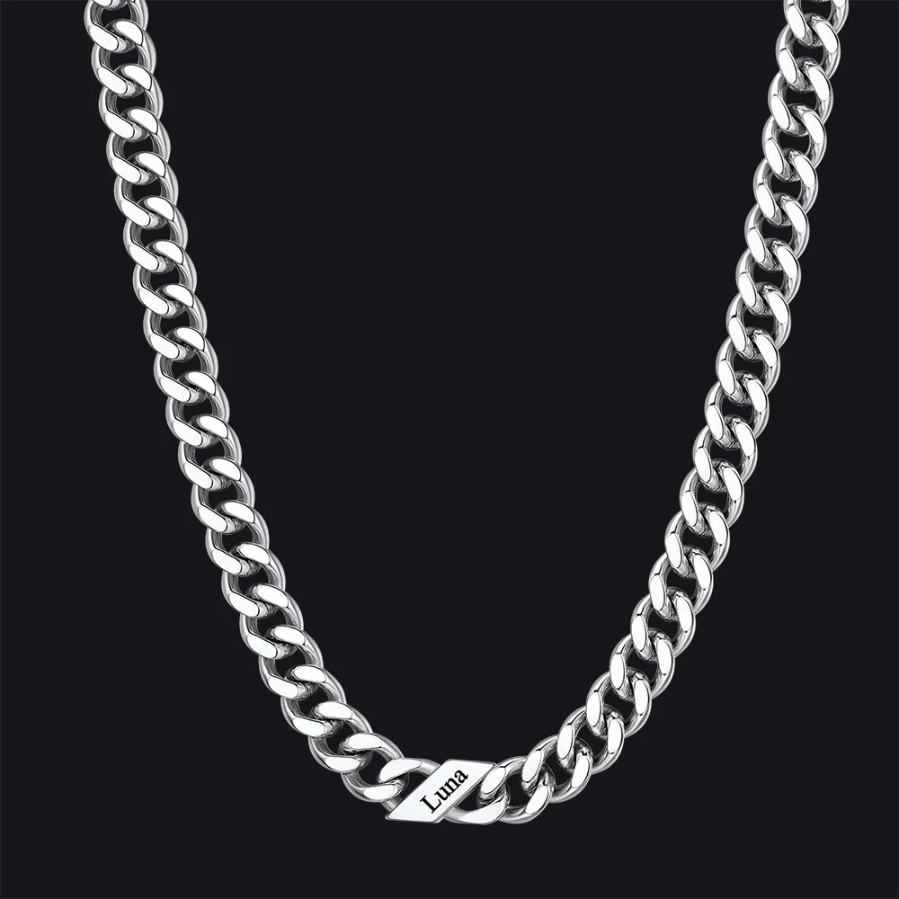 Customized Engraved Name Cuban Chain Necklace for Men, 7/9/12mm Width sold by FaithHeart product image thumbnail 3