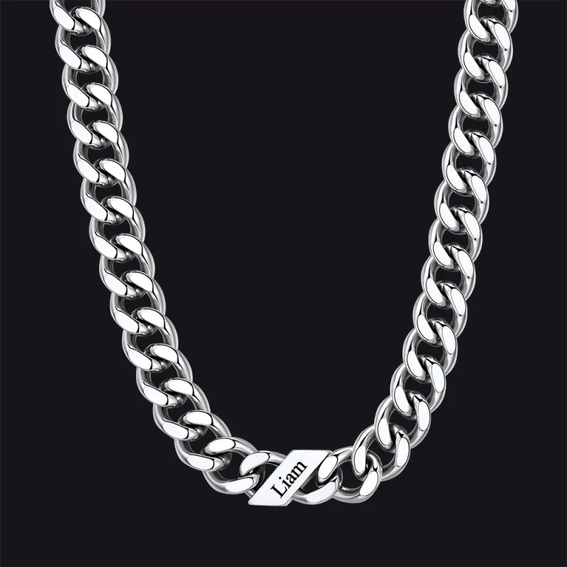 Customized Engraved Name Cuban Chain Necklace for Men, 7/9/12mm Width made by FaithHeart