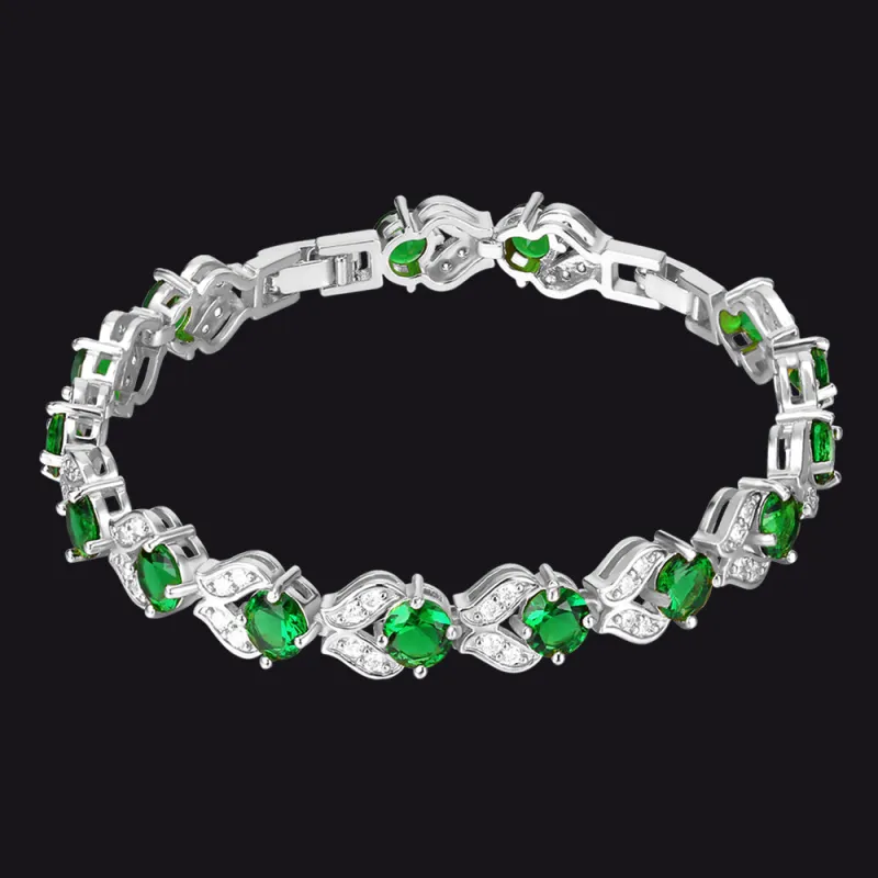 9mm Diamond Cut Gem Crystal Chain Bracelet for Women with CZ made by FaithHeart