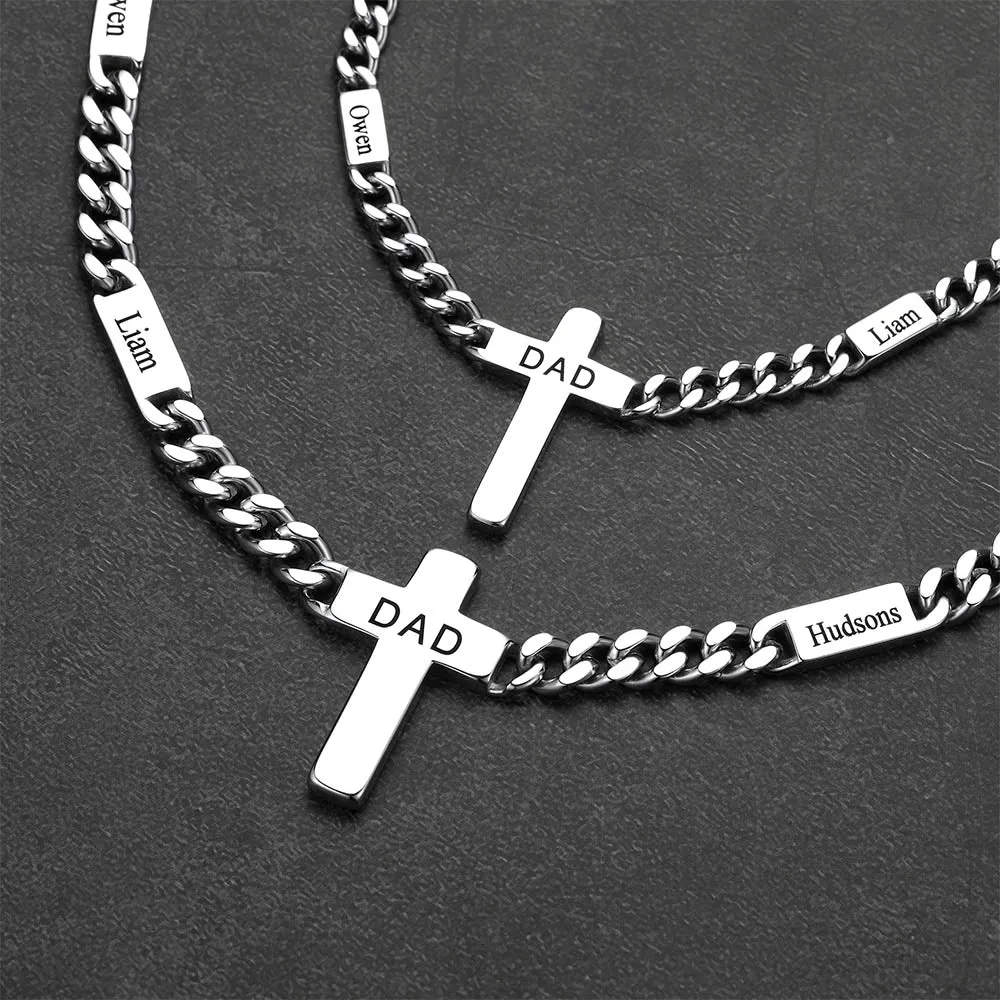 Custom Cross Cuban Link Chain Necklace with Engraved Name for Men 5/7MM sold by FaithHeart product image thumbnail 3