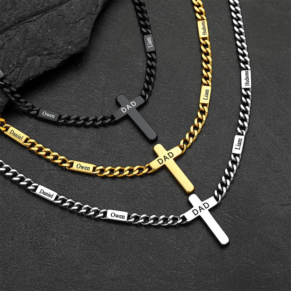 Custom Cross Cuban Link Chain Necklace with Engraved Name for Men 5/7MM sold by FaithHeart product image thumbnail 4