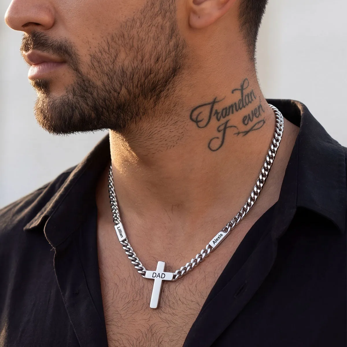Custom Cross Cuban Link Chain Necklace with Engraved Name for Men 5/7MM sold by FaithHeart product image thumbnail 2