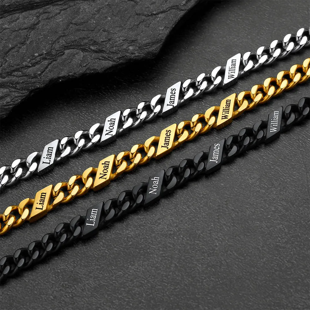 Custom Engraved Name Cuban Chain Bracelet for Men 7/9/12mm Width sold by FaithHeart product image thumbnail 4