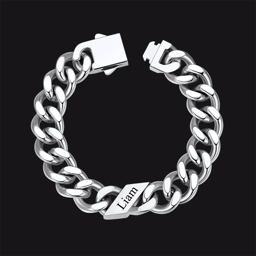 Custom Engraved Name Cuban Chain Bracelet for Men 7/9/12mm Width sold by FaithHeart