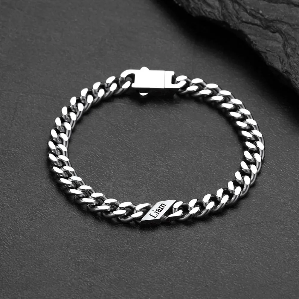 Custom Engraved Name Cuban Chain Bracelet for Men 7/9/12mm Width sold by FaithHeart product image thumbnail 5