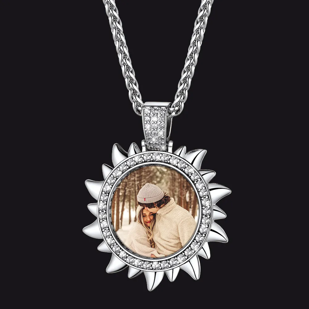 Custom Picture Sun Necklace with CZ for Men Women sold by FaithHeart