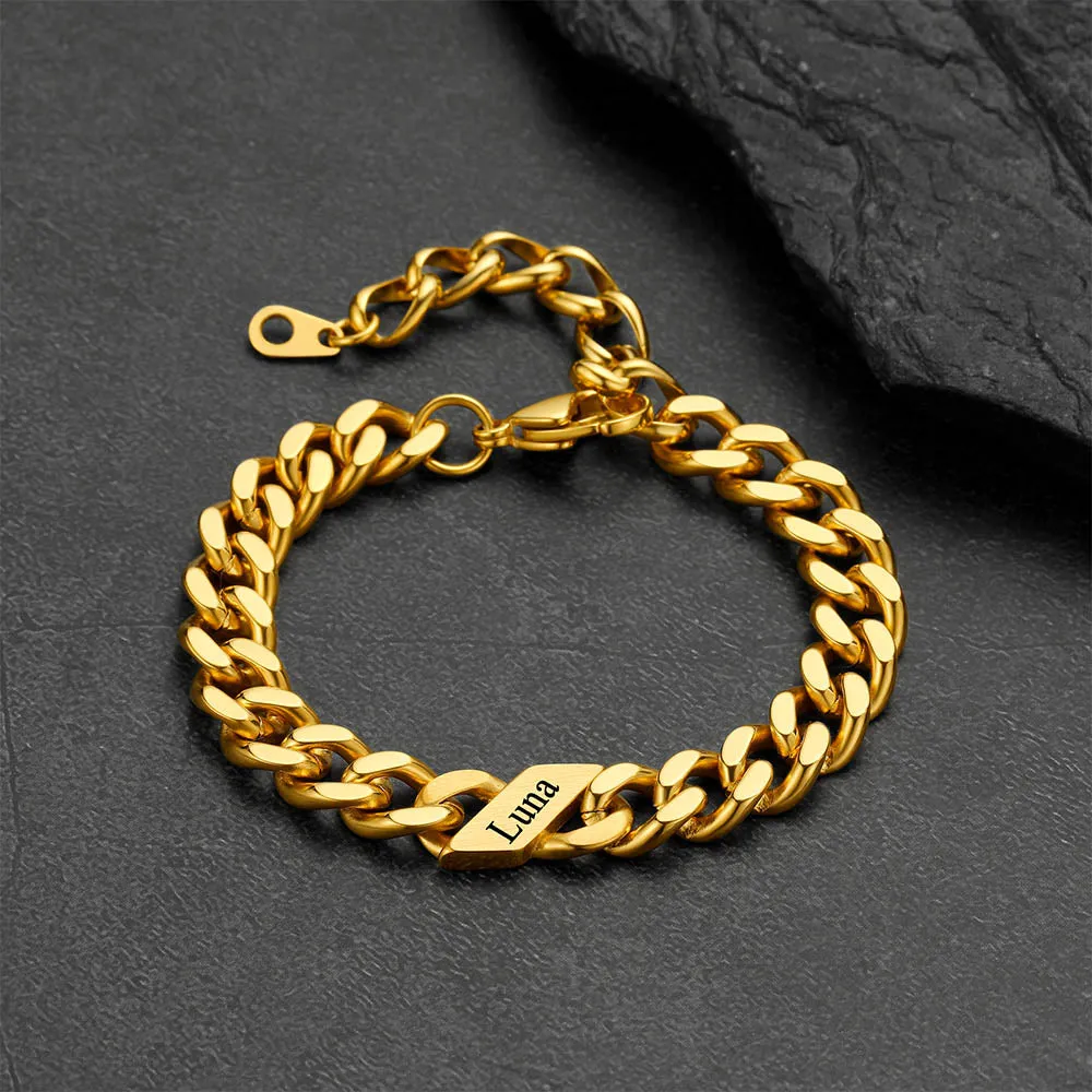Custom Engraved Name Cuban Link Chain Bracelet for Men Women sold by FaithHeart product image thumbnail 4