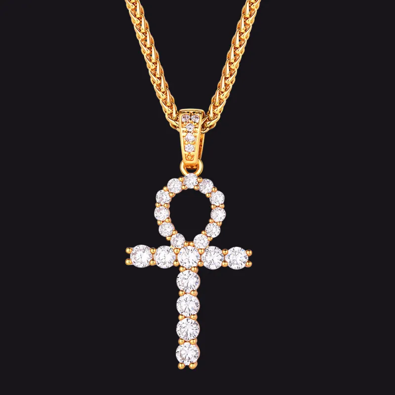 Ankh Cross Necklace with Zirconia for Men made by FaithHeart