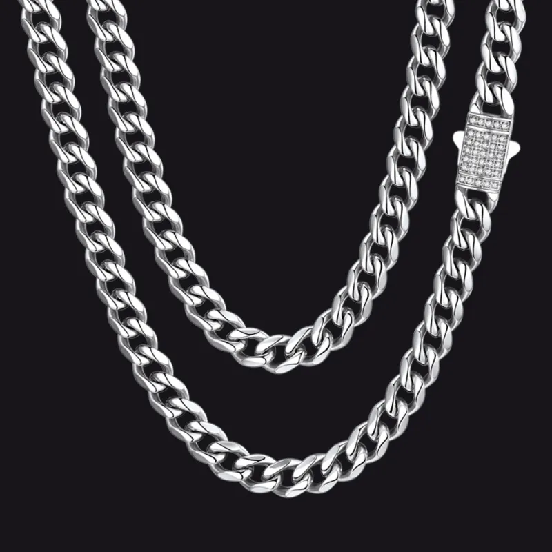 CZ Clasp Cuban Chain Necklace for Men, Hip Hop Jewelry 6/9/12mm Width made by FaithHeart