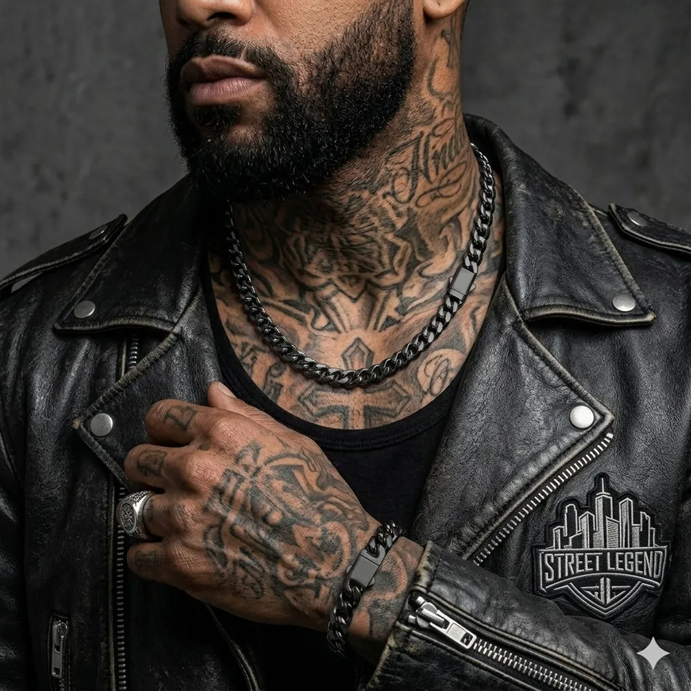 Engraved Cuban Chain & Bracelet Jewelry Set for Men sold by FaithHeart product image thumbnail 2