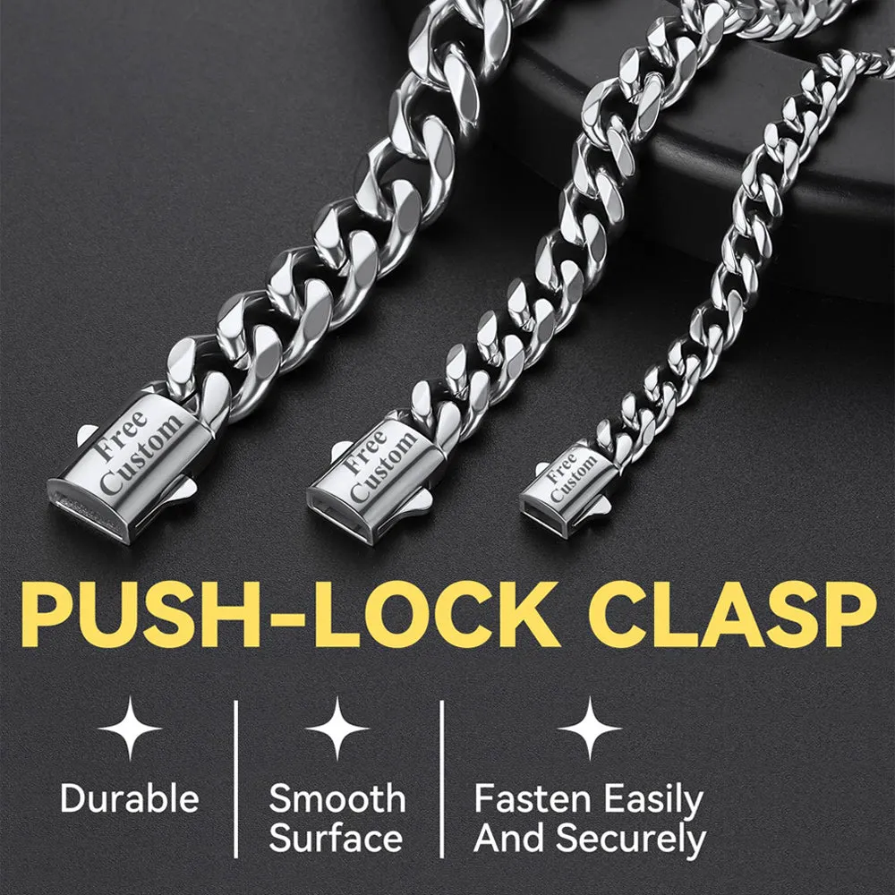 Engraved Cuban Chain & Bracelet Jewelry Set for Men sold by FaithHeart product image thumbnail 4