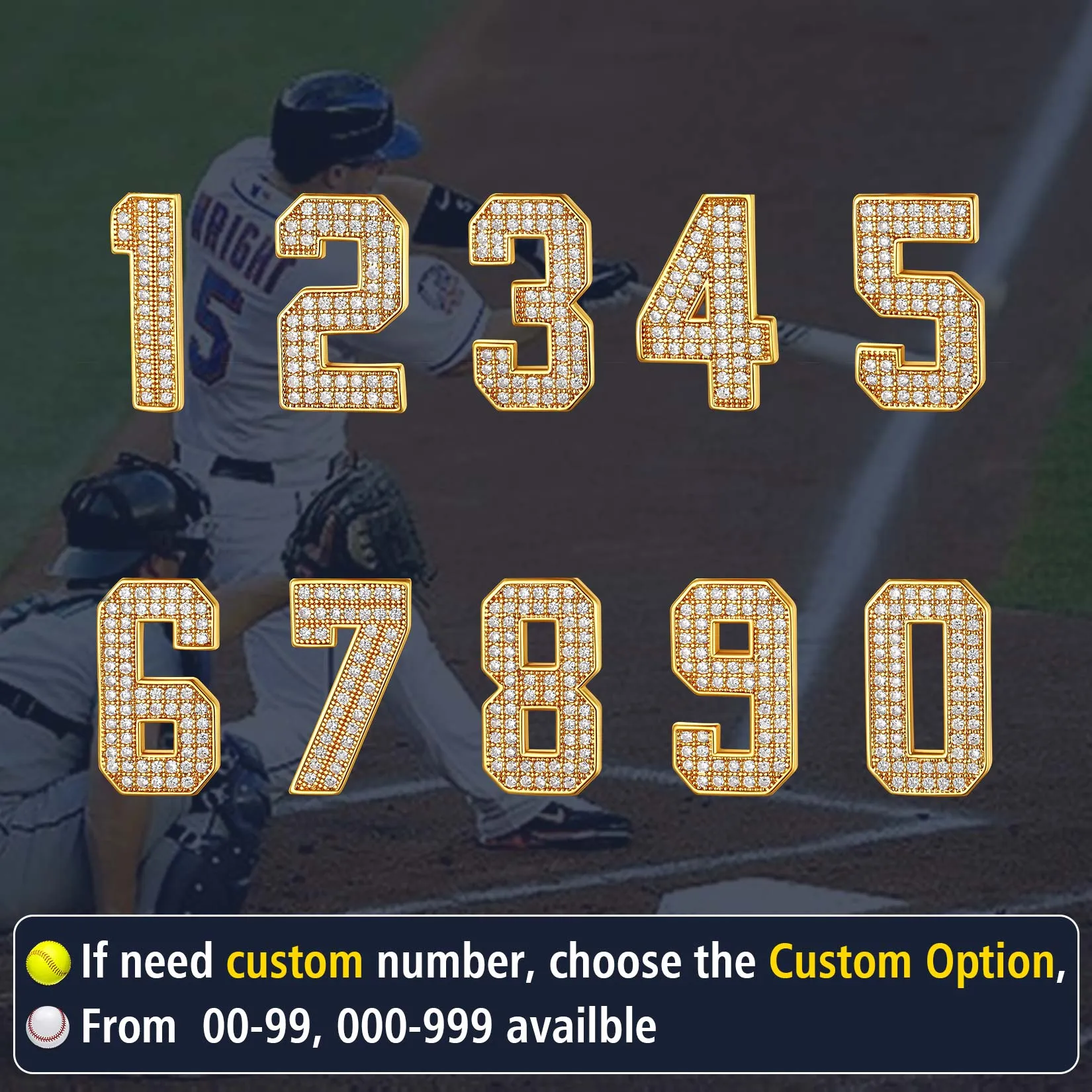 Gameday Custom Jersey Number Necklace with CZ for Men Sports Fan Cool Gifts sold by FaithHeart product image thumbnail 4