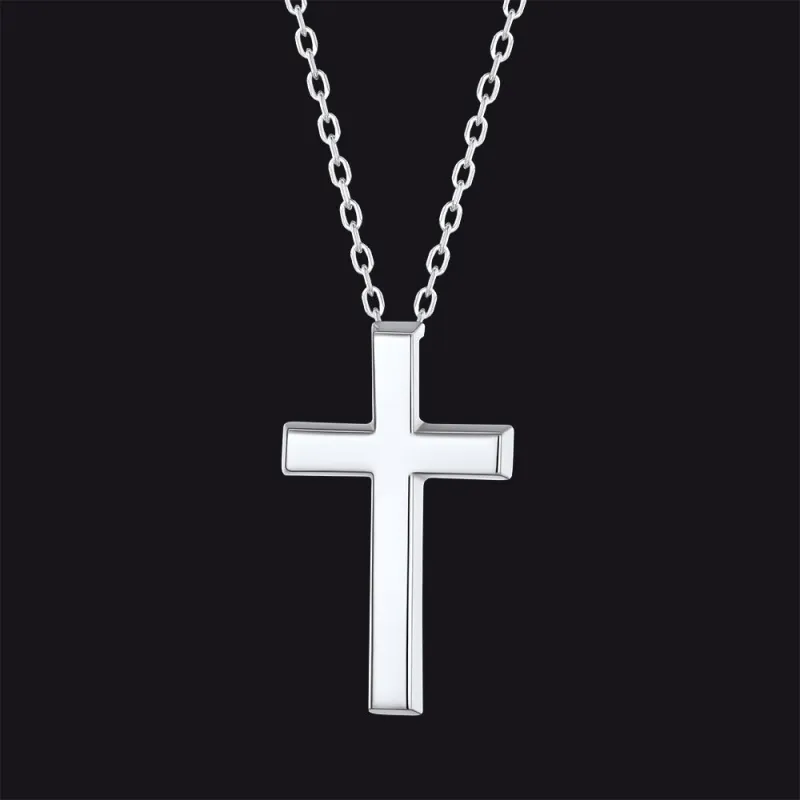 Sterling Silver Minimalist Cross Necklace Christian Faith Pendant for Men Women made by FaithHeart