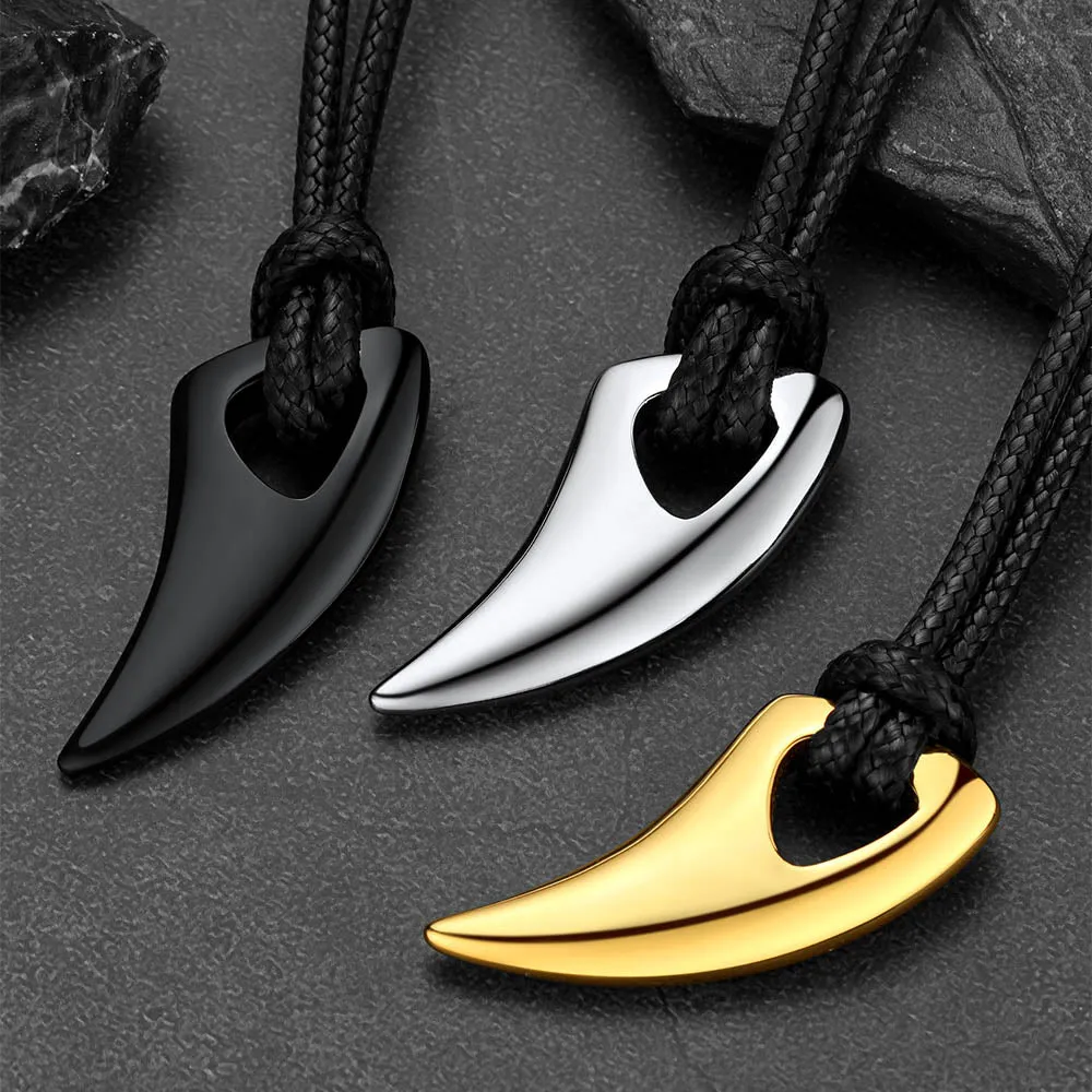 Norse Viking Wolf Tooth Spear Wax Leather Necklace for Men, Size 20"-26" sold by FaithHeart product image thumbnail 3