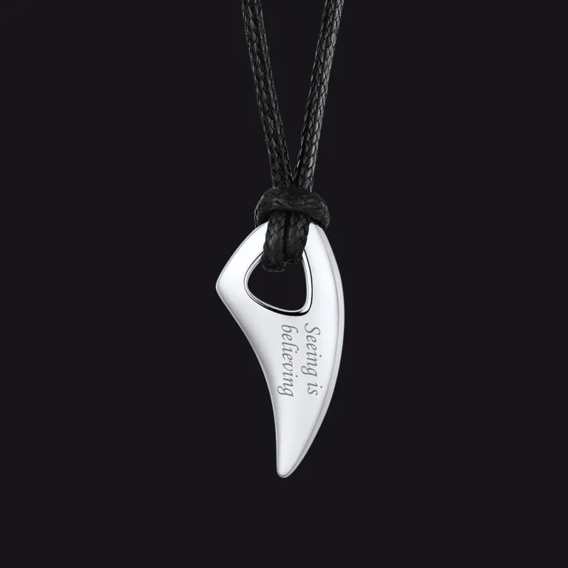 Norse Viking Wolf Tooth Spear Wax Leather Necklace for Men, Size 20"-26" made by FaithHeart