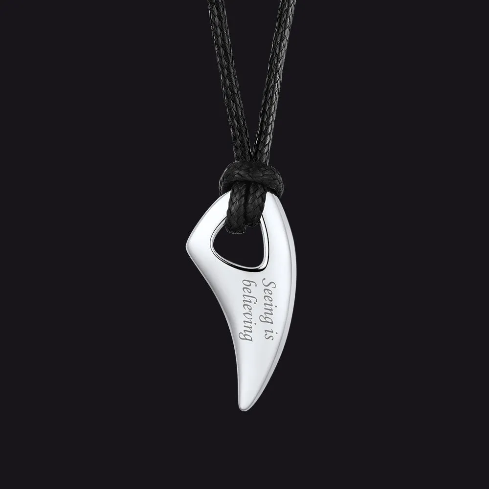 Norse Viking Wolf Tooth Spear Wax Leather Necklace for Men, Size 20"-26" sold by FaithHeart